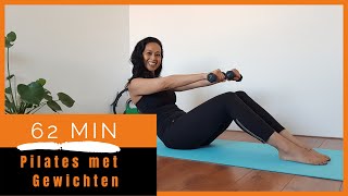 Pilates oefeningen  Full Body Training met gewichten 62 min Strongbody [upl. by Ayvid]