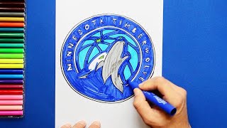 How to draw the Minnesota Timberwolves Logo NBA Team [upl. by Amitaf]