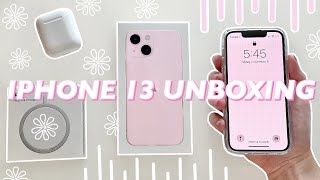 PINK IPHONE 13 MINI UNBOXING [upl. by Ahsienahs]