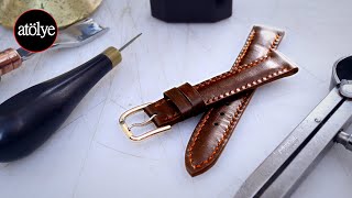 make a watch strap with aramid fabric  leather watch strap  leather craft [upl. by Eliga570]