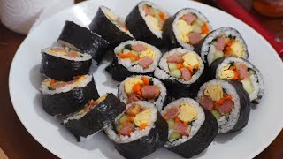 Easy homemade SPAM KIMBAP  GIMBAP  김밥   Without Bamboo Mat  Faith Maggy [upl. by Av]