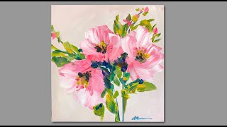 Abstract Flower Acrylic Painting Palette Knife  Step by Step for Beginners [upl. by Malva621]