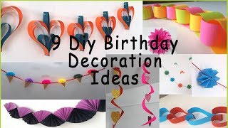 9 DIY Birthday Decoration Ideas At Home Happy Birthday Decoration  birthday party decoration ideas [upl. by Dlaniger218]