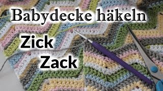 Babydecke häkeln  Zick Zack  zig zag crochet  baby blanket  AnnCooki [upl. by Ahsilrak]