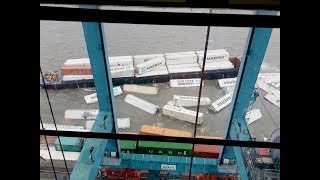 Barge ACCIDENT MAERSK containers crash into the river [upl. by Irena158]