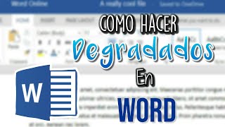 COMO HACER DEGRADADOS EN WORD [upl. by Hoem215]