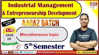 27  IMED  Industrial Management and Entrepreneurship Development UPBTE 5th Semester JE CLASSES [upl. by Arad]