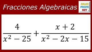 Sumar fracciones algebraicas  Ej 2 [upl. by Carling]