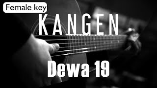 Kangen  Dewa 19 Female Key  Acoustic Karaoke [upl. by Oreves]