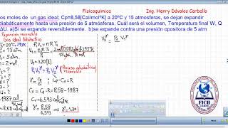 Ejercicio fisicoquimica proceso adiabatico reversible [upl. by Yrrem]