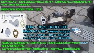 BMW N47 N57 EGR VALVE  EGR COOLER DELETE KIT  COMPLETE [upl. by Friederike]