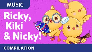 Sing with Ricky Kiki and Nicky the little chickies  Canticos Nursery Rhymes in English [upl. by Eybba]