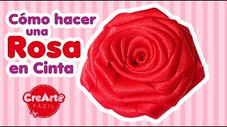 Cómo hacer una rosa en cinta fácil  How to make a ribbon rose DIY [upl. by Llahsram42]