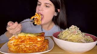 ASMR  MEAT LASAGNA amp CREAMY SPAGHETTI  MUKBANG  EATING SOUNDS [upl. by Afaw538]