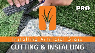 Cutting amp Installing Artificial Grass  Step 4 [upl. by Enelyam937]