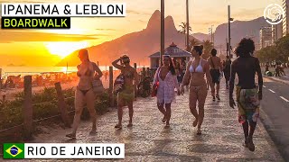 Walking Ipanema amp Leblon Beaches at Sunset Rio de Janeiro Brazil  【4K】Binaural 2020 [upl. by Nagiem]