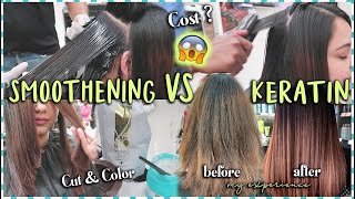 Smoothening vs Keratin Hair Treatment  My Experience  Cost Procedure amp New Colour ThatQuirkyMiss [upl. by Sterrett]