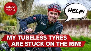 How To Remove Tubeless Bike Tyres From Your Wheel Rim  GCN Tech [upl. by Mobley612]