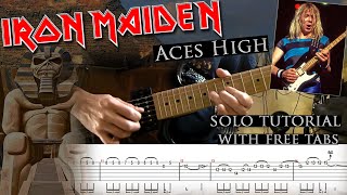 Iron Maiden  Aces High Dave Murrays solo lesson with tablatures and backing tracks [upl. by Noedig]