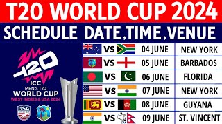 ICC T20 World Cup 2024 Schedule All Teams Venues Date Host Nations  T20 World Cup 2024 Details [upl. by Marie-Ann625]