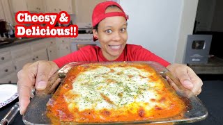 CHEESY LASAGNA MUKBANG I NEED HELP [upl. by Acimaj]