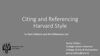 Citing and referencing using the Harvard Style [upl. by Jeffcott]