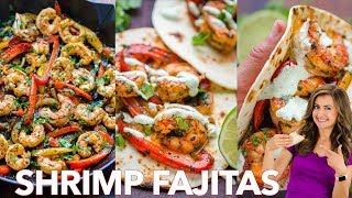 Easy Shrimp Fajitas Recipe  One  Pan  30  Minute Dinner [upl. by Zobkiw438]