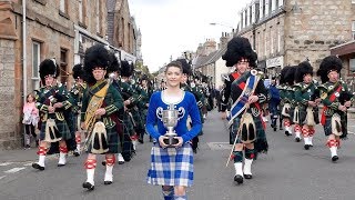 Drum Majors flourish during Huntly Pipe Bands 70th anniversary parade  Scotland Sept 2018 [upl. by Larissa]