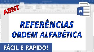 ABNT  Organizar referências do TCC em ordem alfabética 2021 [upl. by Madelene]