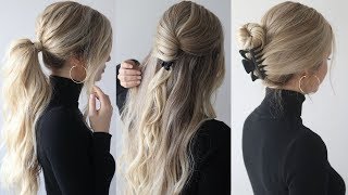 HOW TO EASY HAIRSTYLES wclaw clips  Claw clip hairstyles [upl. by Llabmik801]