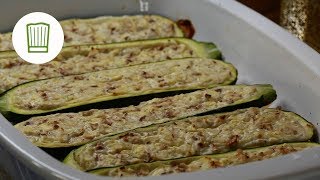 Gefüllte Zucchini  vegetarisch  Chefkochde [upl. by Ihcego208]