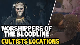 Assassins Creed Odyssey ALL WORSHIPPERS OF THE BLOODLINE CULTISTS Locations Walkthrough [upl. by Sialac159]