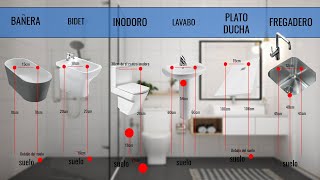 💧 MEDIDAS de FONTANERÍA 💧 DESAGÜES y TOMAS DE AGUA para BAÑO y COCINA [upl. by Hugo]