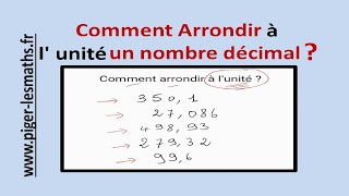 Comment Arrondir à l unité un Nombre Décimal   Pigerlesmaths [upl. by Ollehcram]