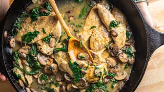 Creamy Garlic Mushroom Chicken  One Pan Recipe [upl. by Shreve]