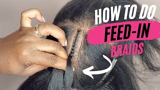 HOW TO do FEEDIN BRAIDS for Beginners [upl. by Ilil]