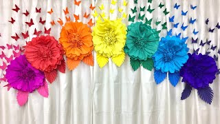 Easy paper flowers birthday decoration at home [upl. by Ynobe]