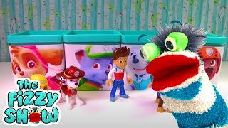 Fizzy Plays With Paw Patrol And Disney Princess Slime Bottles  Fun Compilation For Kids [upl. by Ahsienot239]