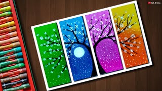 Flower Tree drawing with Oil Pastels  step by step [upl. by Kantor495]