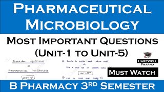 important question of pharmaceutical microbiology  B Pharma 3rd semester  Carewell Pharma [upl. by Anneliese]