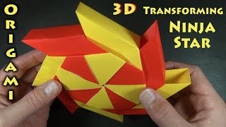 Origami 3D Transforming Ninja Star designed by Ray Bolt [upl. by Marybelle]