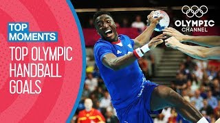 Incredible mens Handball Goals of the Olympics Games  Top Moments [upl. by Aoh181]