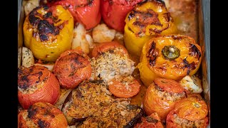 Gemista Greek Stuffed Tomatoes amp Peppers Classic Comfort Food [upl. by Edithe]