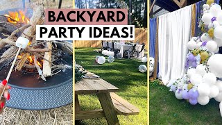 BACKYARD PARTY IDEAS  Affordable Backyard Decor Fire Pit and Fun  Dollar Tree amp Walmart [upl. by Cinom]